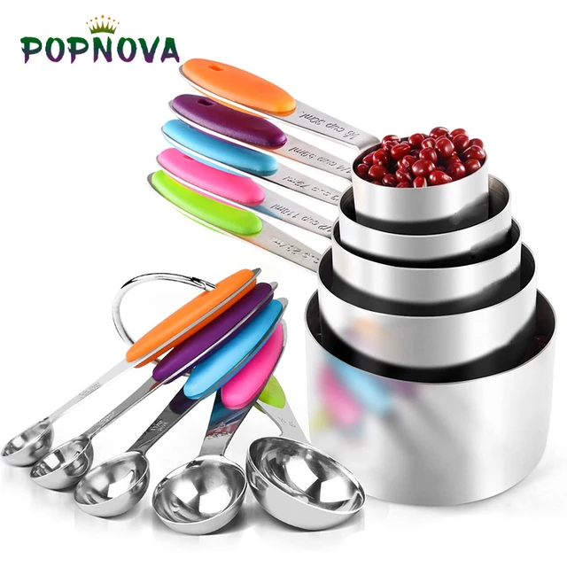 10 Darab Mérőpohár Mérő Kanál -Készlet Rozsdamentes Acél Csésze Sütéshez A Tea Kávé Konyha Szerszámok