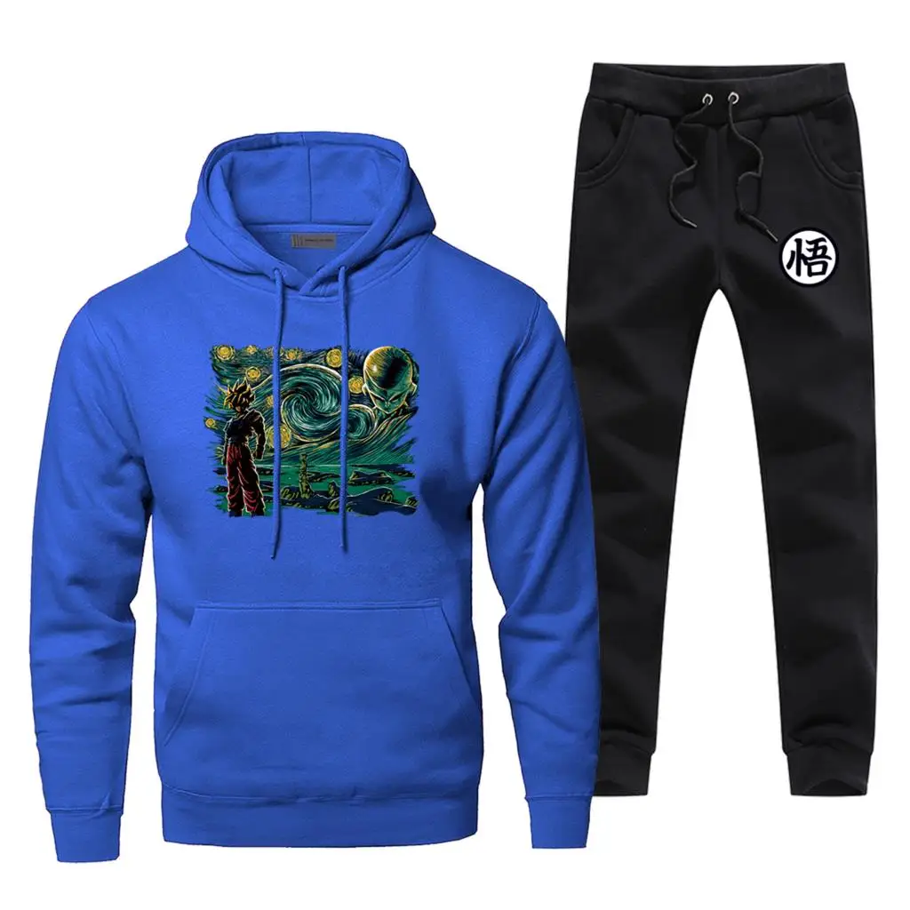 Van Gogh Style Print Men's Full Suit Tracksuit Super Saiyan Fashion Japan Anime Sportsman Wear Dragon Ball Z Harajuku Men's Sets