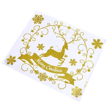 

2 Pcs 1 Bag Static Window Clings Xmas Glass Stickers Fridge Posters (Golden)