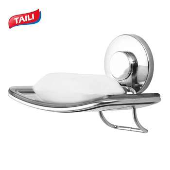

TAILI Chrome Soap Dish Shelf For Bathroom Kitchen Organizer Storage Rack Bathroom Accessories Suction Cup Soap Holder
