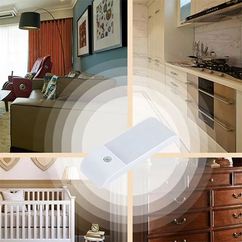 USB Перезаряжаемый PIR Светодиодный светильник с датчиком движения, шкаф, шкаф, кровать, индукционные Шкафы для человеческого тела, лампы для шкафа, лестницы, кухни