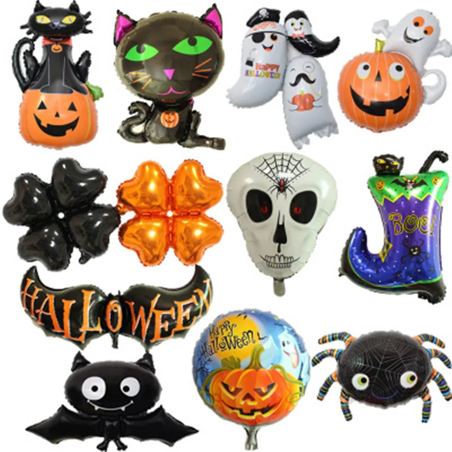 

Hot Helium Balloons Halloween Balloons Pumpkin Ghost Spider Bats Bokeh Atmosphere Decoration Party Bar Festival Props