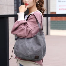 JZ CHIEF Холщовая Сумка Большая Повседневная сумка на плечо винтажная Большая вместительная сумка-тоут женская сумка-хобо из хлопковой ткани два отделения