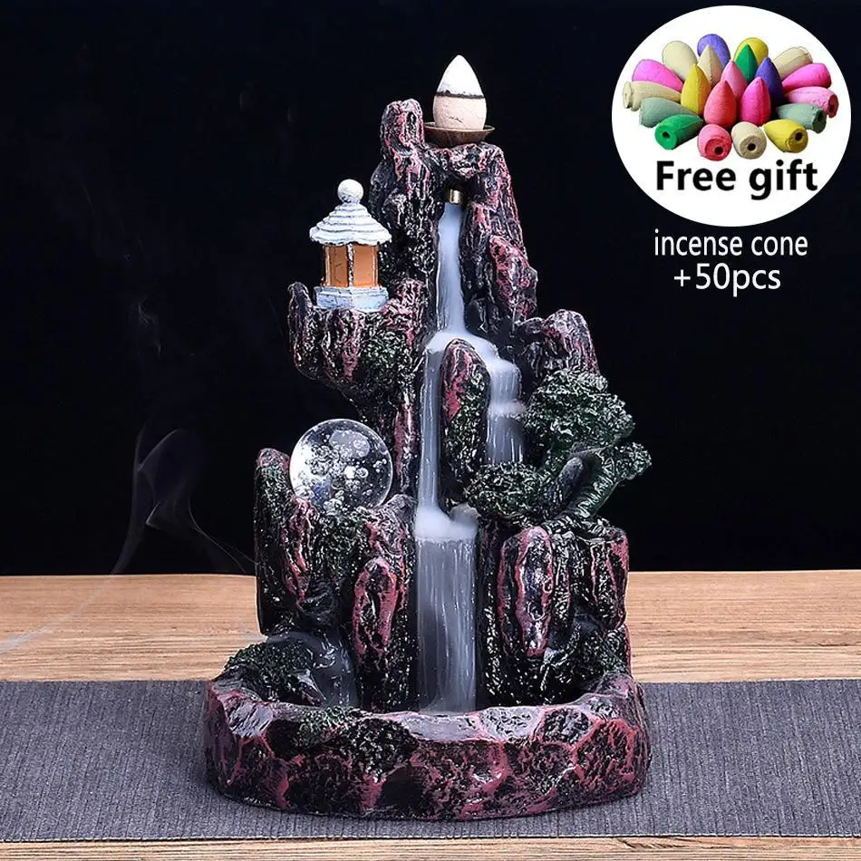 Mountains River Waterfall Incense Burner Fountain Backflow Aroma Smoke