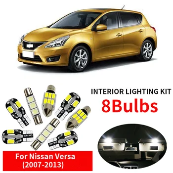 

8pcs Car Accessories White Interior LED Light Bulbs Package Kit For 2007-2013 Nissan Versa T10 31MM Map Dome Trunk Lamp