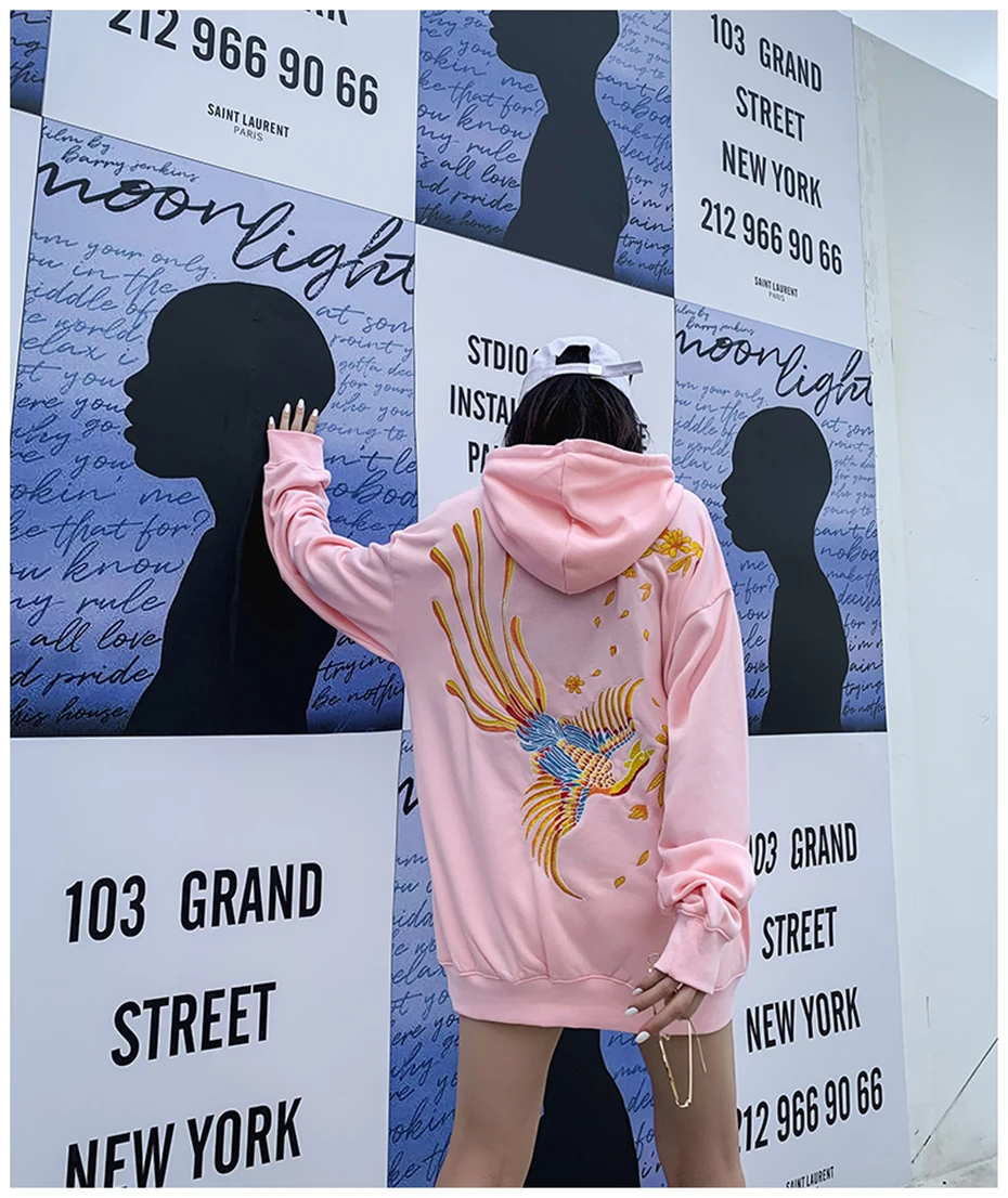 Harajuku вышитые толстовки для мужчин и женщин японские толстовки для девочек толстовки для мужчин хип-хоп пуловер с капюшоном уличная WG439
