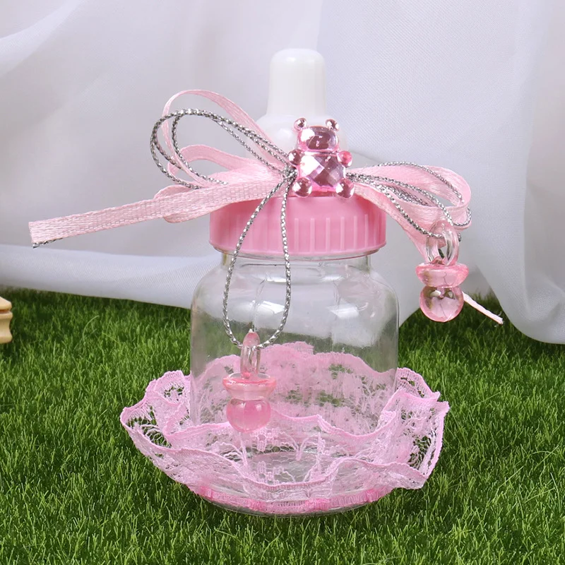 pink 12 шт. детская бутылка для конфет, коробка с медведем, Декор, подарок на день рождения, подарок на Рождество, украшение для свадебной вечеринки, бонбоньерка - Цвет: pink