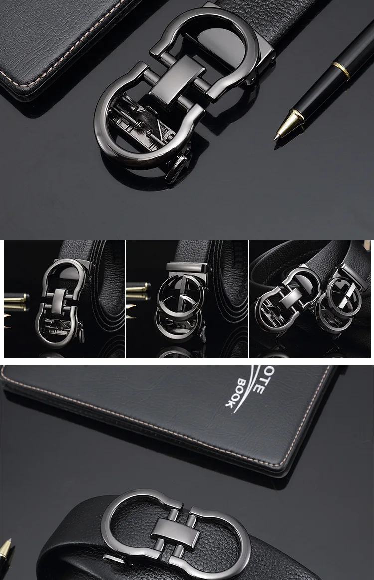 Men's leather belt automatic buckle belt show gifts casual jeans adjustable belt business belt gift box quality father gifts