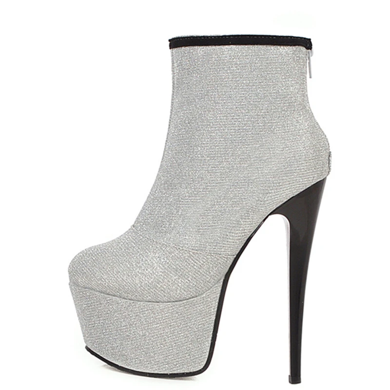 silver short high heels