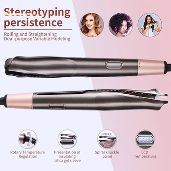 

2-in-1 Straightener Rotating Curling Iron Hair Curler Wand Hair Styling Tool Temperature Control Splint HJL2019