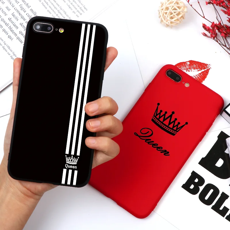 

Fashion Cartoon Couples Queen King Phone Case For iPhone 11 Pro XS MAX XR X 9 8 7 6 6S Plus 5 5S Cover Soft Silicone Matte Coque