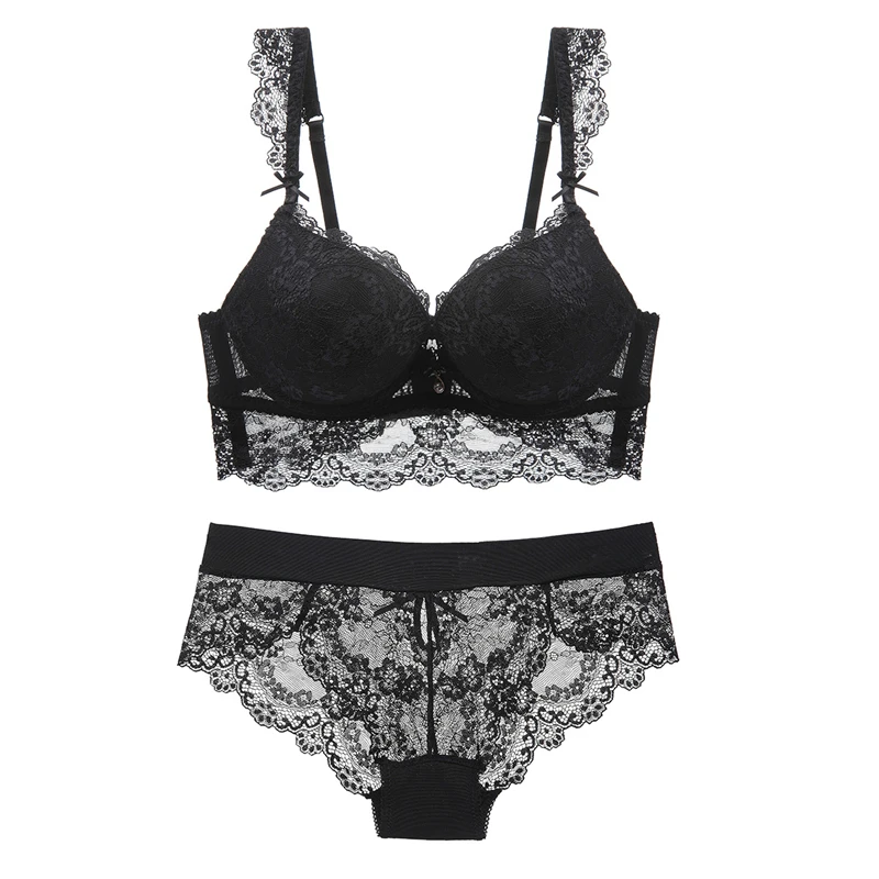 

Women's sexy underwear sexy lace bra thin upper and lower thick gather ladies comfortable breathable and supportive bra setWT057
