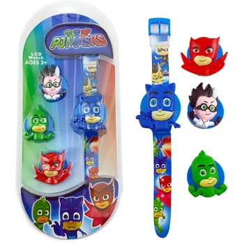 

PJ Masks Juguetes Children LED Watch Original Anime Figures Toy Cute Flip Cover 3D Projection Watch Cartoon Clock Gifts 2S55