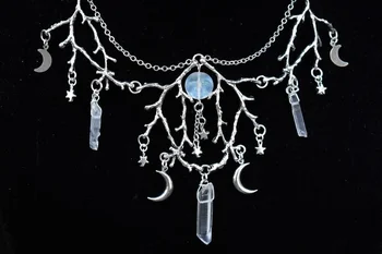 Crescent Moon necklace,Moon Goddess necklace ,pagan gothic necklace choker