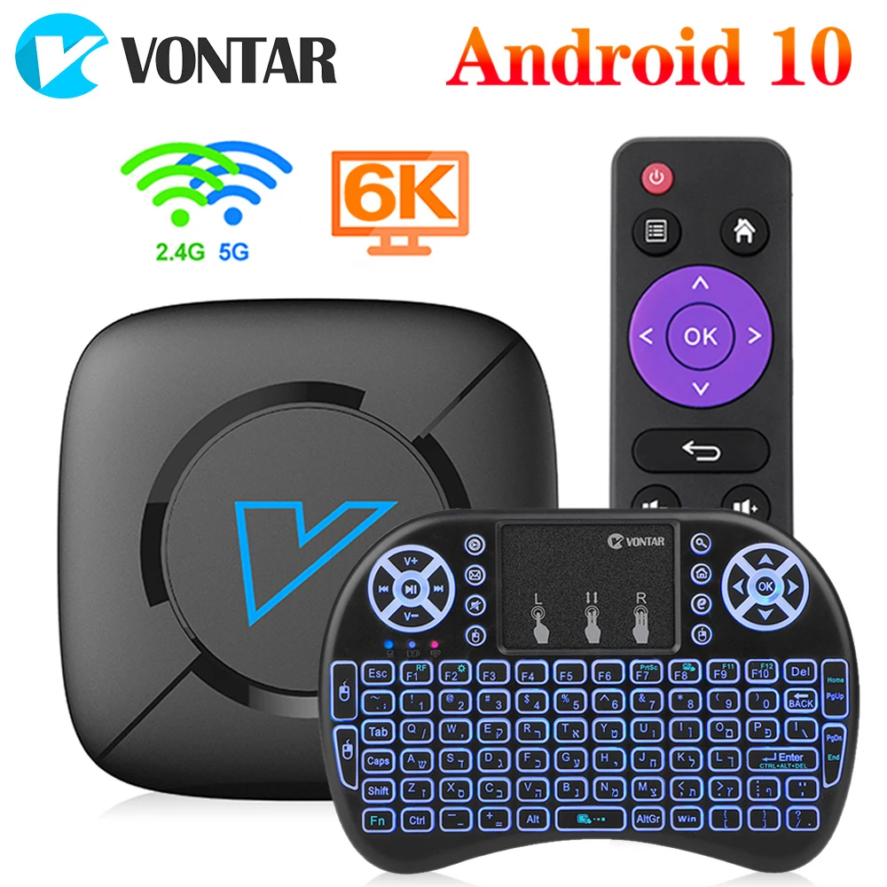 ТВ-приставка VONTAR V6 Android 10 4G 64 Гб Поддержка 1080p 4K 3D двойной wifi BT5.0 Google голосовой плеер