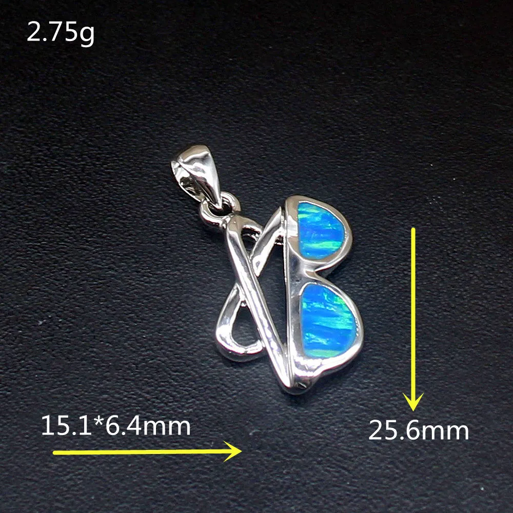 Gemstonefactory Jewelry Big Promotion 925 Silver Blue Opal Glasses Design Women Ladies Gifts Necklace Pendant 20214520