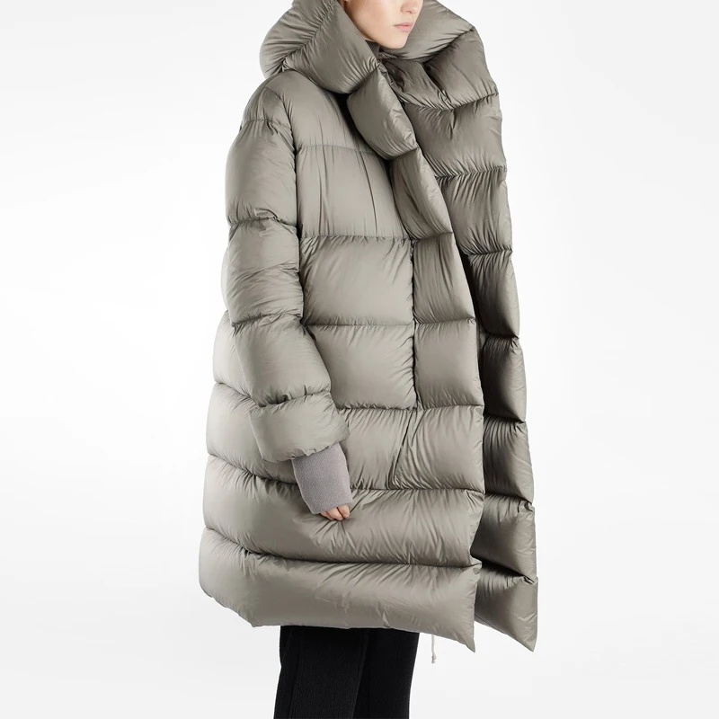 YNZZU новейшая мода зима длинный стиль сплошной Женский пуховик с капюшоном теплый пушистый негабаритный хлеб пальто A1305