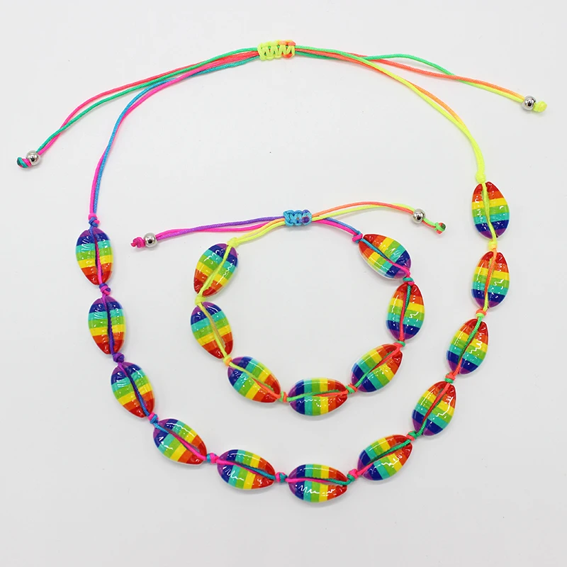 

New Trendy Multiple Color Metal Shell Necklace & Bracelet Rope Chain Necklace & Bracelet Fashion Gift