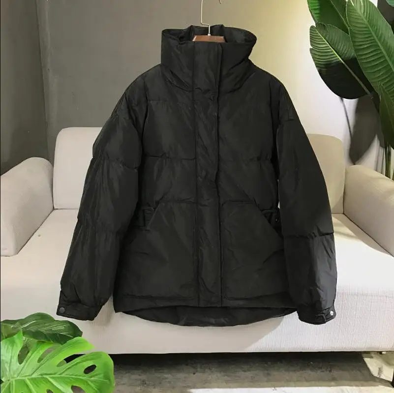 mode canard vers le bas vestes femmes hiver manteau court epaissir chaud vers le bas Parka femme lâche hiver veste femmes manteau 5,0 - Цвет: Черный