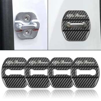 

4pcs/set Auto Carbon fiber pattern Door Lock Cover Case For Alfa Romeo Giulietta 159 Stelvio 147 Sticker Car styling Accessories