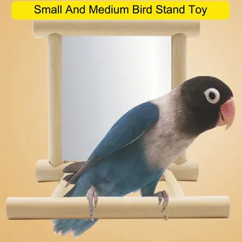 

Wooden Pet Toy Mirror Fun Brid Toy For Cockatiel Parrots Small Birds Parrot Toys Pet Parrots Climb Accessories#yl