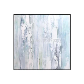 

Hand Painted Frameless Modern White Oil Painting Waterproof Canvas Square Wall Picture Oil Canvas Painting for Home Decor ups