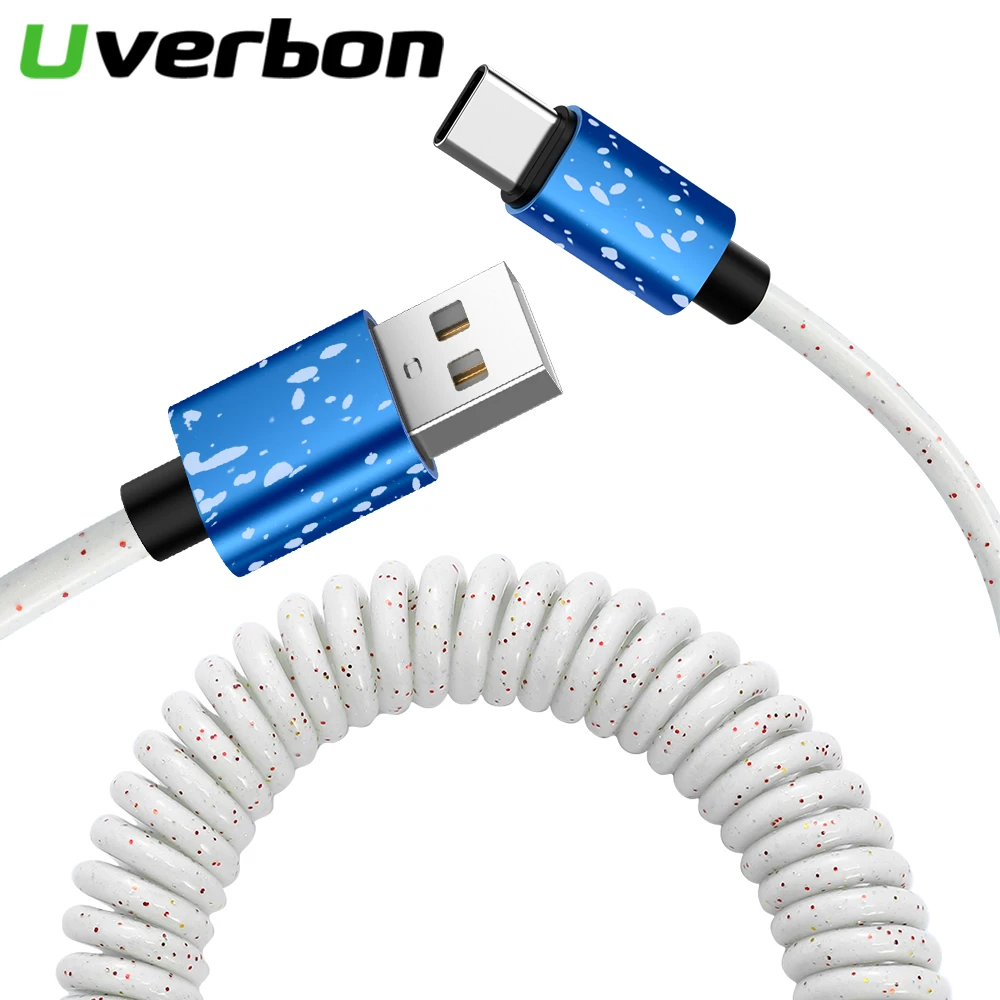 

Car Spring USB Cable Type C Flexible 3A Microusb USB-C Retractable Charge Cabo USB C Fast Charger Cord For Samsung Huawei Xiaomi