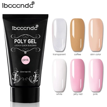 

New 30g UV Builder Gel Polygel Transparent White Nail Art LED UV Soak Off Acrylic Poly Gel Quick Building Extension Nail Liquid