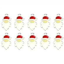 1pcs Esmalte Encantos Gota de Óleo Estilo de Natal Papai Noel Pequeno Pingente Encantos Para Colar Pulseira Jóias Fazendo 24mm(China)