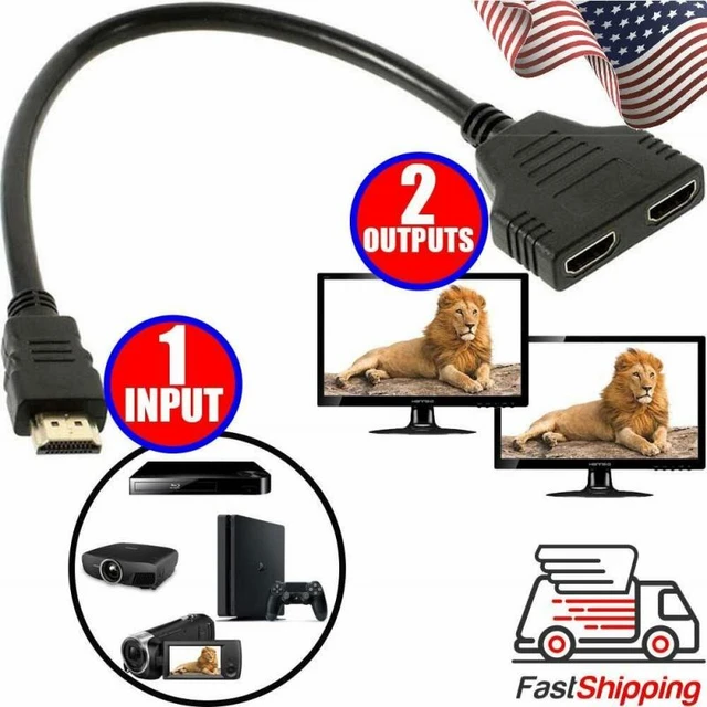 1pc Hdmi-compatible 2 Dual Port Y Splitter 1 In 2 Out Converter Connect  Cable Hd 1080p Male To Double Female Adapter Cable - Audio & Video Cables -  AliExpress