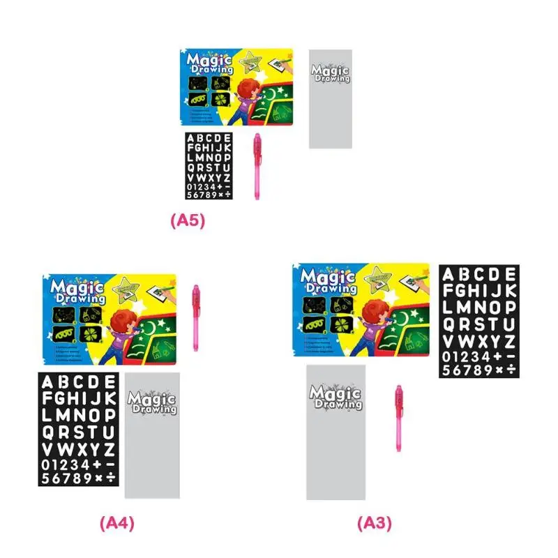 A3 A4 A5 светодиодный светящийся 3D ночной светильник, доска для рисования граффити, планшет для рисования, волшебный светильник, флуоресцентная ручка