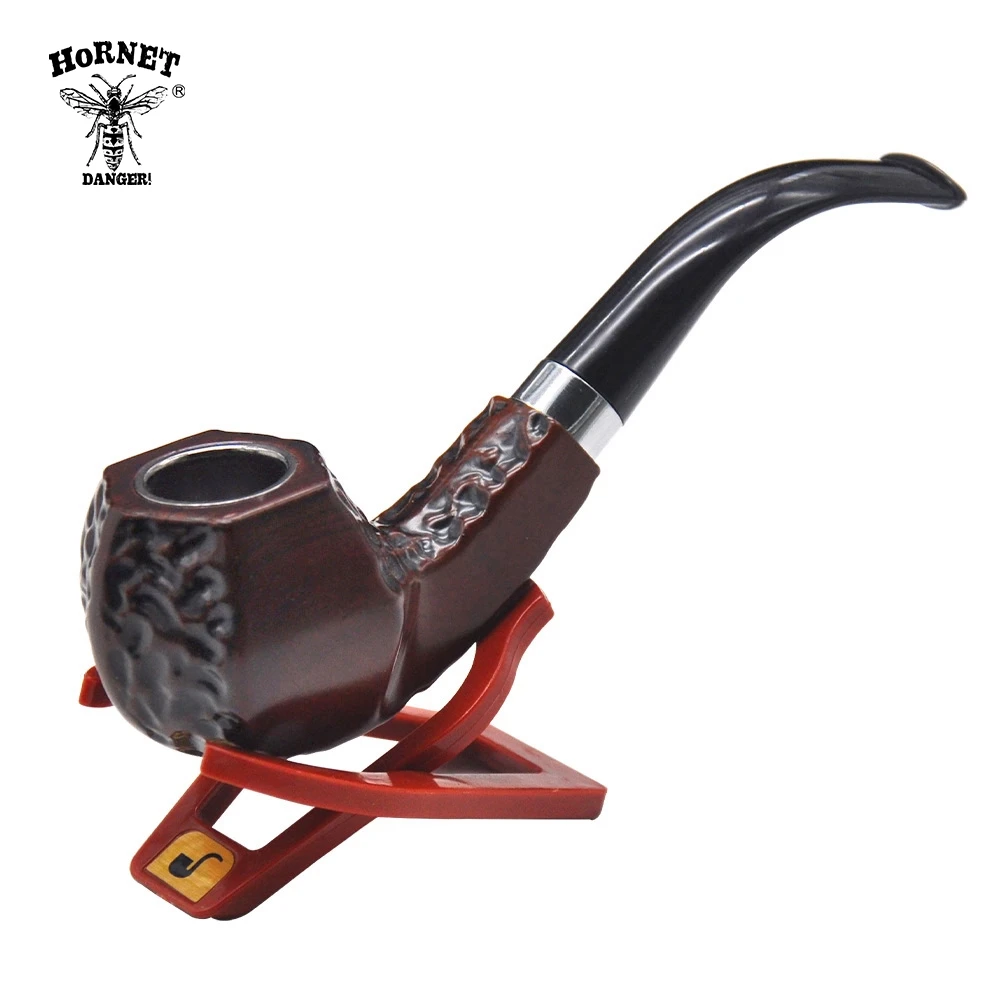 

HORNET Resin Tobacco Pipe 60MM With Metal Bowl Natural Handmade Wooden Smoke Hand Spoon Pipes Metal Grinder Accessories
