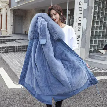 

2019 Autumn And Winter New Down Jacket Female Korean Version Of The Long Section Loose Waist Was Thin Imitation Fur Coat