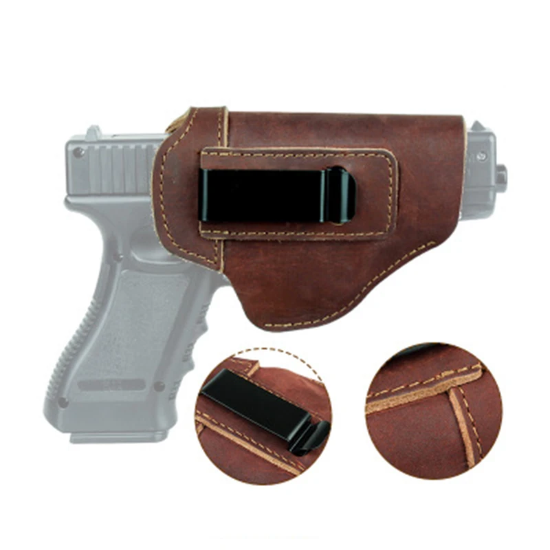 Outdoor Tactical gun holster Concealed Cowhide Leather Gun Holster For Glock 17 19 26 43 S&W M&P Shield(9mm,.40 and.45