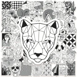 Autocollants géométriques en noir et blanc pour téléphone, Scrapbooking, ordinateur portable, réfrigérateur, dessin animé, décalcomanie, jouet pour enfant, 10/30/50 pièces 