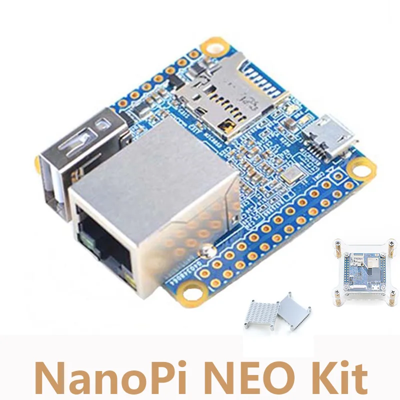 NanoPi NEO Kit Allwinner H3 четырехъядерный Cortex-A7 макетная плата+ радиатор+ акриловый кронштейн чехол NP014