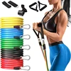 11 Pieces Yoga Resistance Bands Set Power Rubber Elastic Tube Expander Home Gym Fitness Workout Exerciser Pull Up Strength Ropes