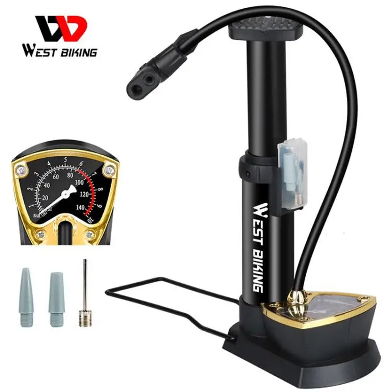 

Aluminium Alloy Bicycle Pump140PSI High Pressure Foot Pump With Gauge Hose Cycling Floor Air Inflator Fits Presta Schrader Valve
