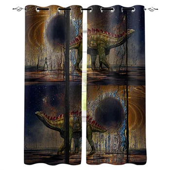 

Woodcut Jungle Window Curtains Living Room Kitchen Curtains for Bedroom Left and Right Biparting Open Curtains