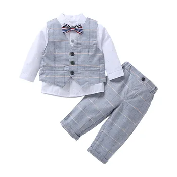 

2020 Baby Suit 3pcs Set Children's Leisure Clothing Sets Baby Boy Clothes Vest Gentleman Suit for Weddings Formal Clothing Suits