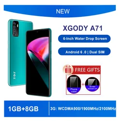 XGODY – téléphone portable double SIM Global Android, écran de 6 pouces, 1 go de RAM, 8 go de ROM, MTK6580 Quad Core, 5mp, GPS, WiFi 3G 