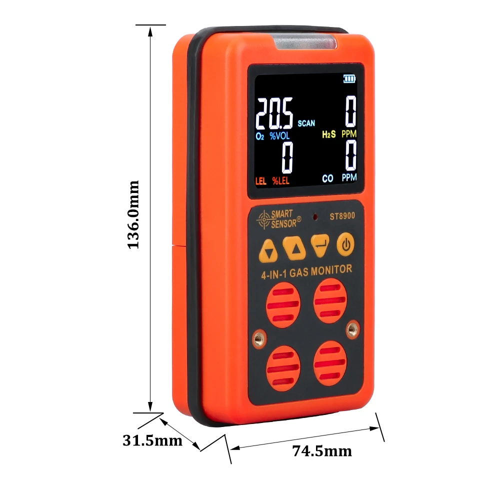  4 in 1 Multi Gas Detector Gas Monitor Oxygen O2 Hydrogen Sulfide H2S Carbon Monoxide CO Combustible - 32934631720
