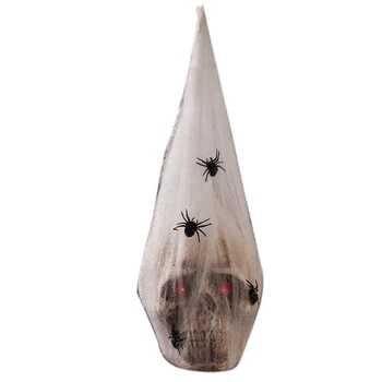 

Halloween Decorations, Hanging Led Skull with Fake Spider and Cocoon, Halloween Skeleton Skull for Home, Garden Decor
