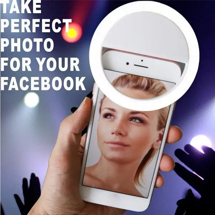 Новая мода селфи круглой формы света Перезаряжаемый DC 1A/5V 3W Selfie 1000MA Светодиодный свет камеры