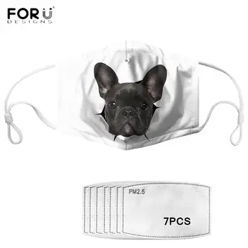 

FORUDESIGNS Cute Animal French Bulldog Printed Kids Masks with 7Pcs Filters Washable Reusable Children Face Mask Dustproof Mask