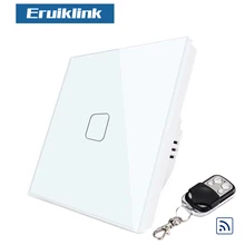 EU/UK Standard Remote Control Switch 1 Gang 1 Way , RF433 Wireless Remote Control Wall Light Touch Switch For Smart Home