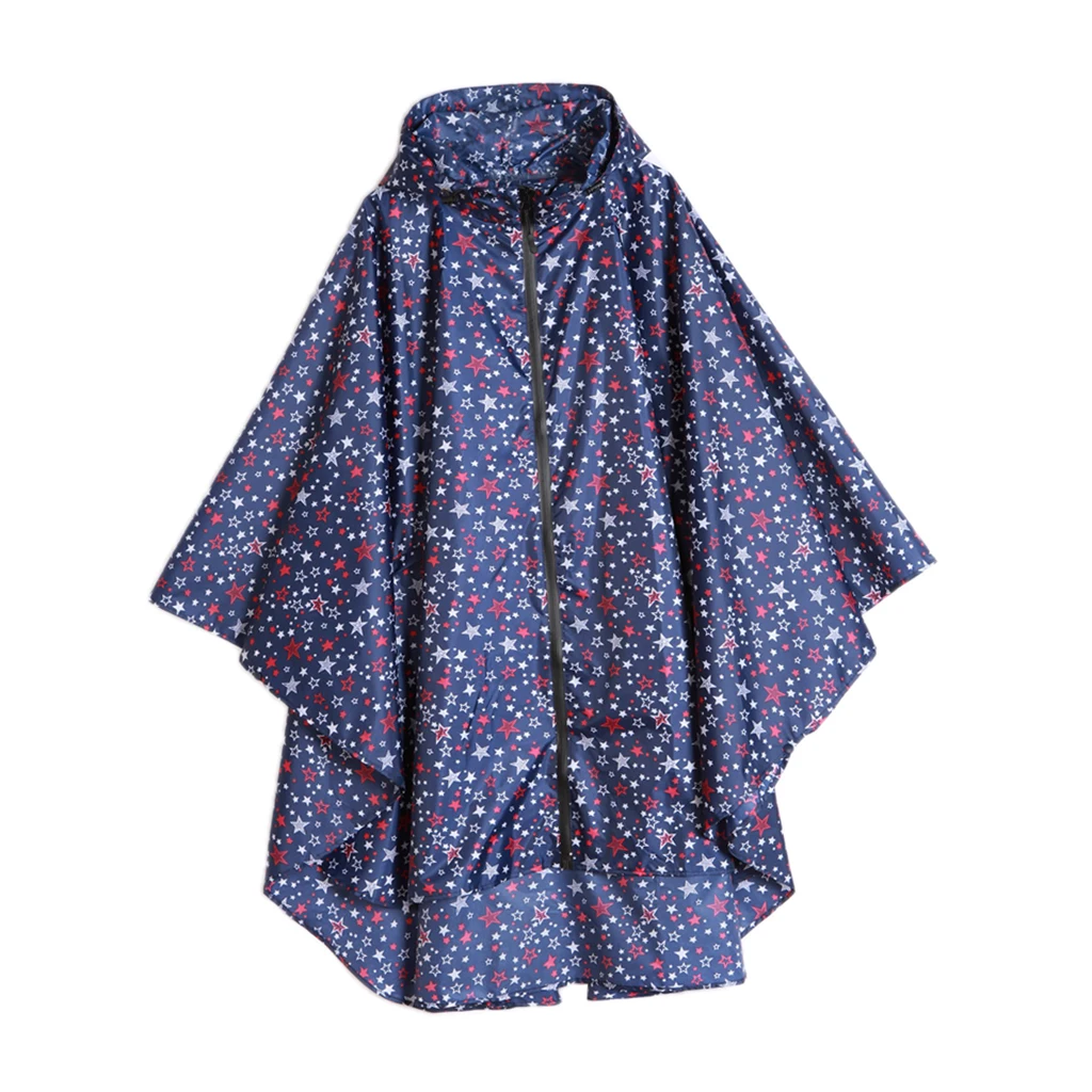Women Unisex Outdoor Raincoat Packable Hooded Poncho Hiking Zip Rain Jacket