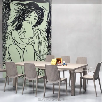 

9-piece Patio plastic resin garden table and chairs rust-proof and UV-proof good for indoor and outdoor use easy to move