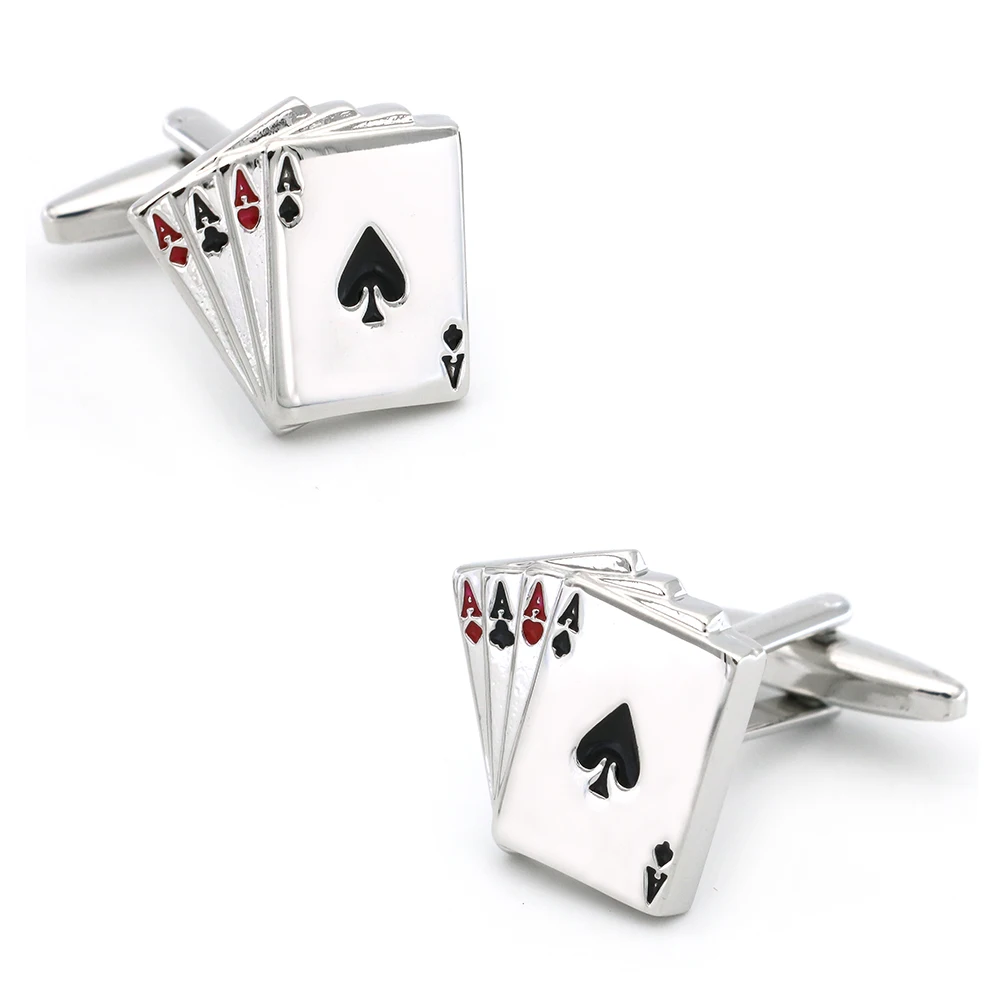 

Запонки для покера 4 Aces в стиле казино, качественные латунные звенья, оптом и в розницу