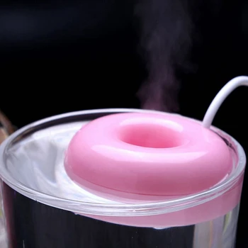 

2pcs Pink Donut Humidifier Usb Office Desktop Mini Humidifier Portable Creative Air Purifier - Pink & White